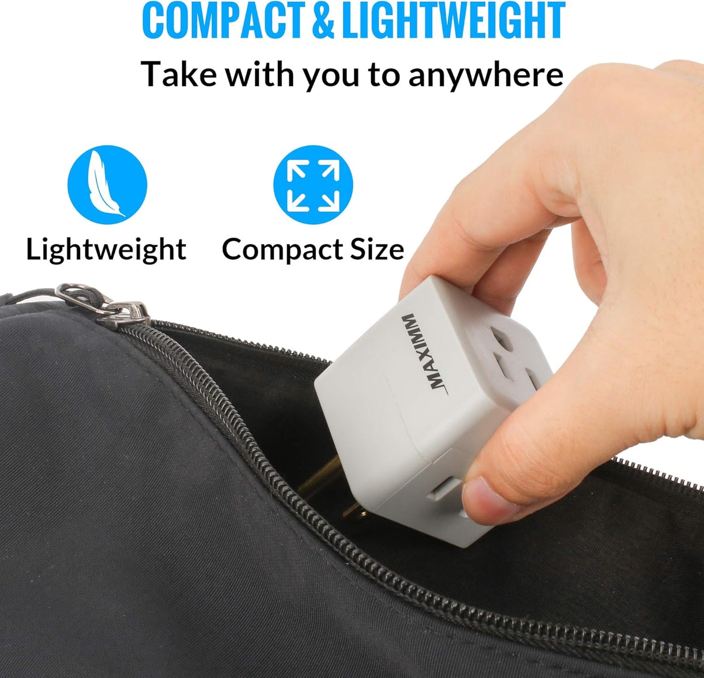 3 Outlet Cube Plug Adapter, 4-Pack, Light Grey, ETL Listed