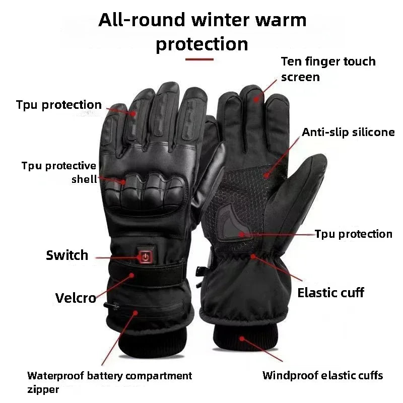 Electric Heated Gloves Thermal Heat Gloves Winter Warm Skiing Snowboarding Hunting Fishing Waterproof Heated Rechargeable Gloves