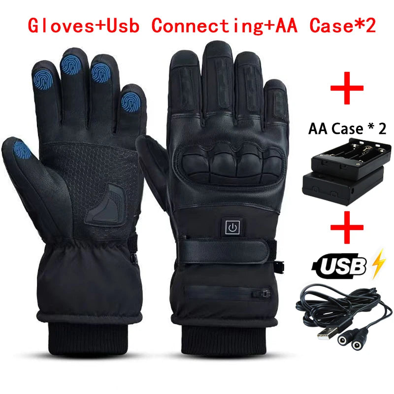 Electric Heated Gloves Thermal Heat Gloves Winter Warm Skiing Snowboarding Hunting Fishing Waterproof Heated Rechargeable Gloves