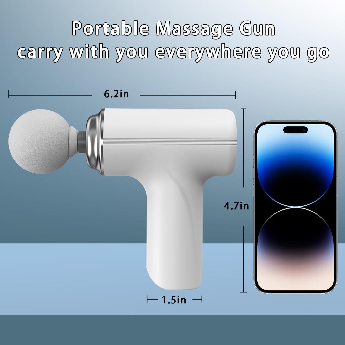 Mini Massage Gun Deep Tissue, Electric Muscle Back Massage Gun, Small Travel Handheld Massagers, Neck Massager for Pain Relief, Care Gifts for Mom/Dad/Men/Women, White