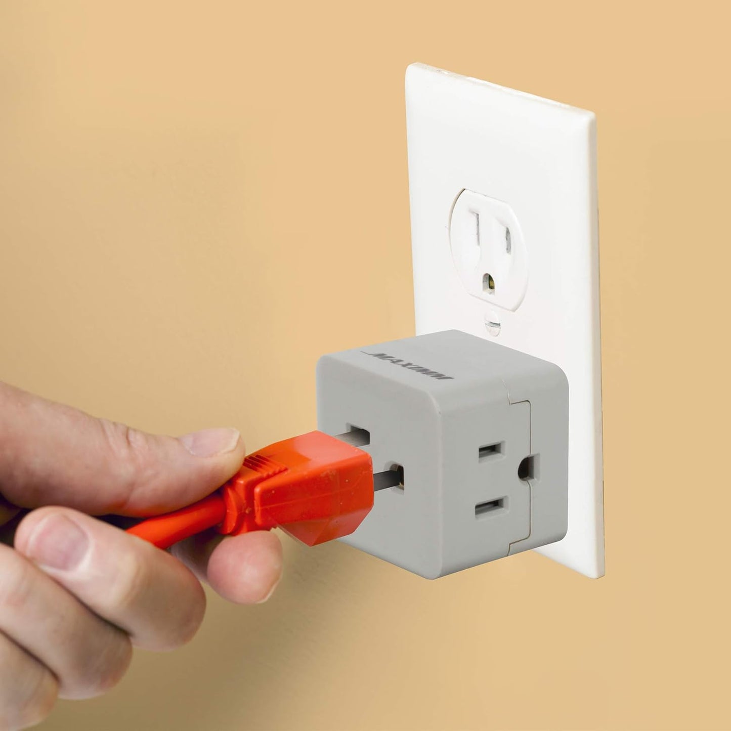 3 Outlet Cube Plug Adapter, 4-Pack, Light Grey, ETL Listed