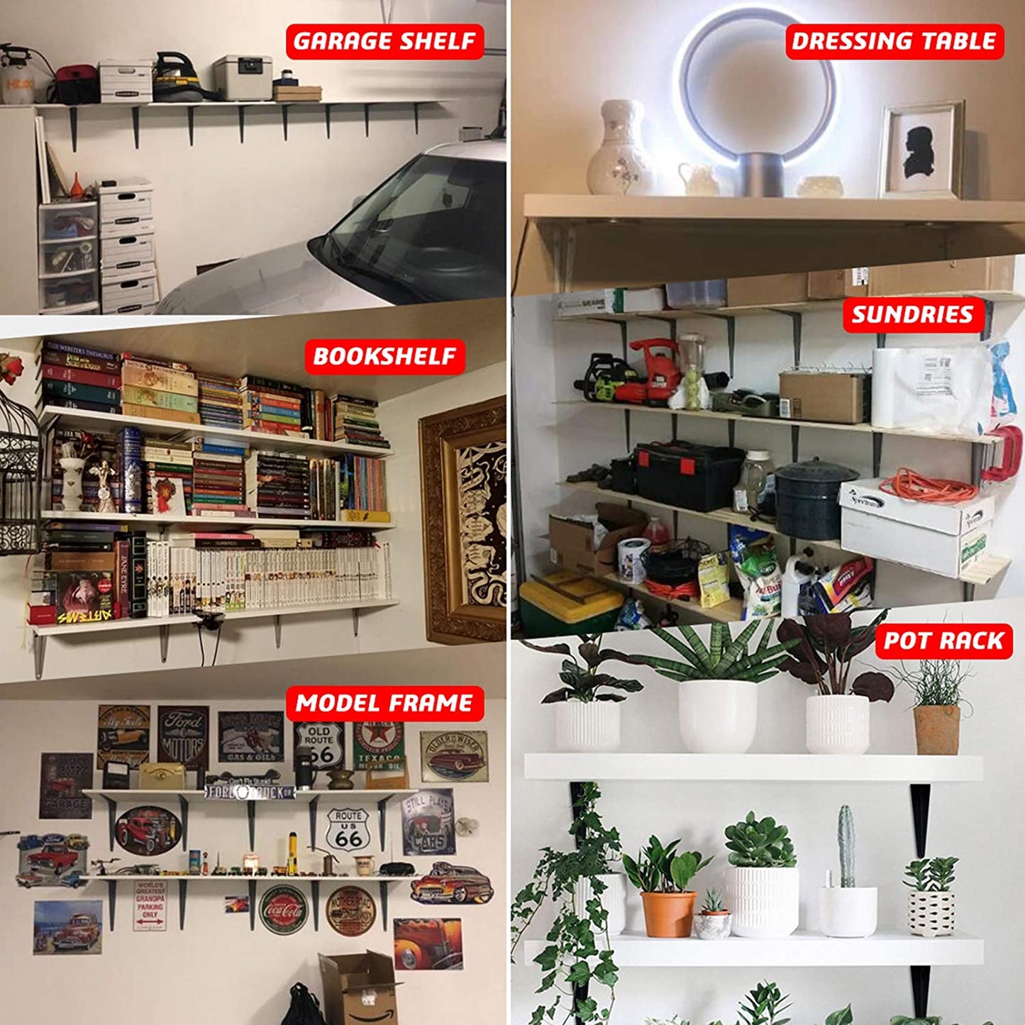 20 Pack 12 Inch Heavy Duty Black Iron Metal Floating Shelves Bracket, L Corner Brace Support, J Metal Joint Angle for Shelf